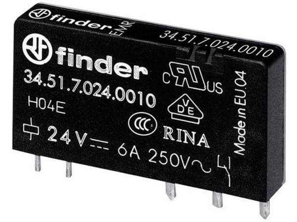 Finder 34.51.7.012.5010 printrelé 12 V/DC 6 A 1 vekslekontakt 1 stk Tube
