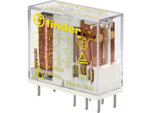 Finder 50.12.9.024.5000 Tulostusrele 24 V/DC 8 A 2 x vaihtokytkin 50 kpl Lokerikko