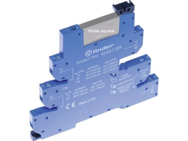 Finder 93.63.8.230 Releen pistorasia kiinnikkeellä, LED:llä, releen kelan EMC-merkinnällä Sopii sarjoihin: Phoenix Contact Sarja EMD-SL Finder 34.5...