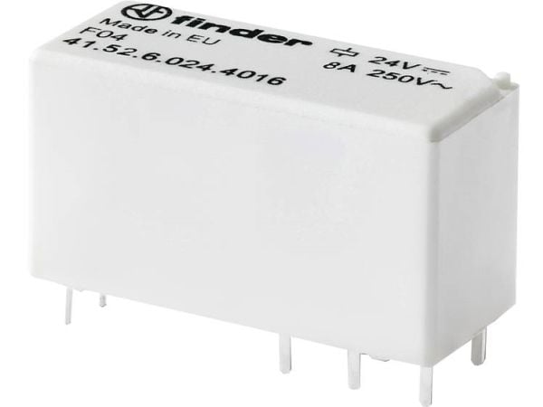 Finder 41.52.6.024.4016 Tulostusrele 24 V/DC 8 A 2 x vaihtokytkin 20 kpl Putki