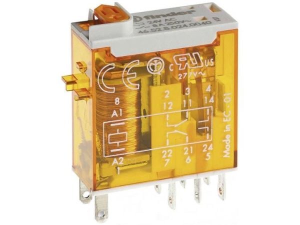 Finder 46.52.8.024.0054 Stikrelæ 24 V/AC 8 A 2 x omskifter 10 stk Lokero