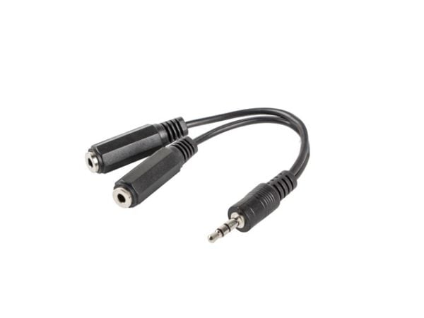 Lanberg - Hodetelefonsplitter - 4-polsminijakk hann til mini-phone stereo 3.5 mm hunn - 10 cm - svart