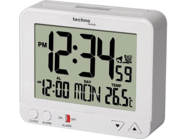 Technoline WT 195, Digital vekkerklokke, Hvit, LCD, AA, 96 mm, 80 mm