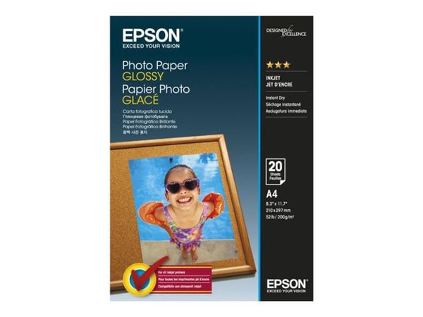 Epson - Blank - A4 (210 x 297 mm) - 200 g/m² - 20 ark fotopapir - for EcoTank ET-2850, 2851, 2856, 4850; EcoTank Photo ET-8500; WorkForce Pro WF-C5790