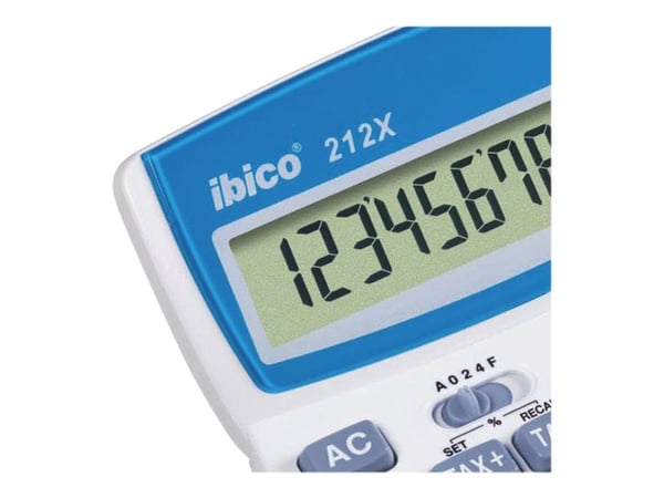 Rexel Ibico 212X - Skrivebordskalkulator - 12 sifre - hvit, blå