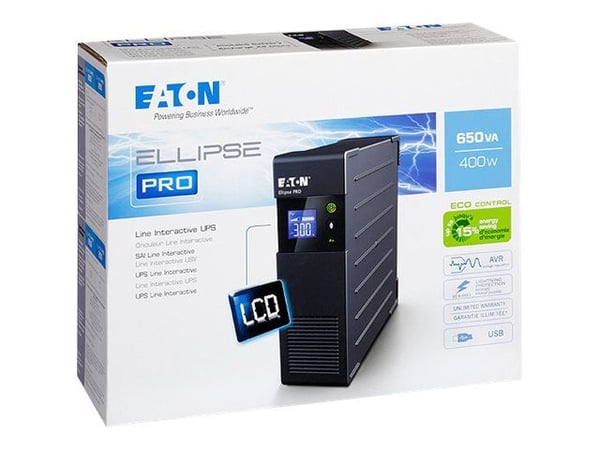 Eaton Ellipse PRO 650 - UPS - AC 230 V - 400 Watt - 650 VA 7 At - USB - utgangskontakter: 4 - 2U - 19"