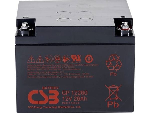 CSB-batteri GP 12260 standby UPS blybatteri 12 V 26 Ah (B x H x D) 166 x 125 x 175 mm M5 skrue tilkobling vedlikeholdsfritt, lav selvutladning