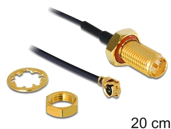 Delock - Antenneadapter - I-PEX hann til RP-SMA hann - 20 cm