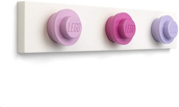 LEGO veggknaggrekke WALL HANGER RACK, 3 kroker lys rosa/pink/lavendel - 1 stk (41110002)