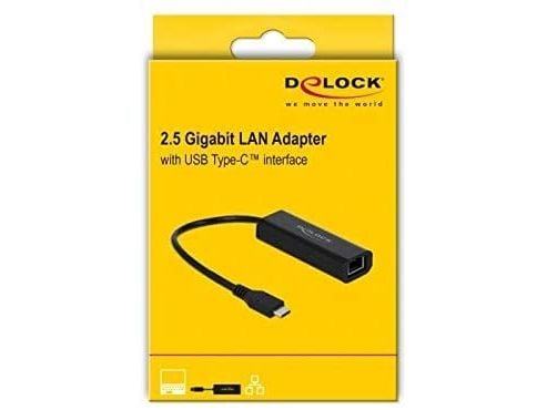 Delock - Nettverksadapter - USB-C 3.1 Gen 1 / Thunderbolt 3 - 100M/1G/2.5G Gigabit Ethernet - svart