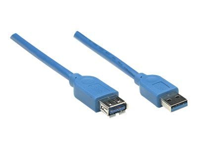 Manhattan 322379, 2 m, USB A, USB A, USB 3.2 Gen 1 (3.1 Gen 1), Hankjønn/hunkjønn, Blå