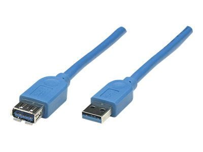 Manhattan 322379, 2 m, USB A, USB A, USB 3.2 Gen 1 (3.1 Gen 1), Hankjønn/hunkjønn, Blå