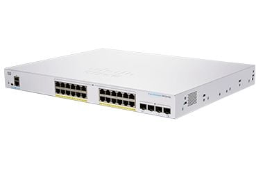 Cisco Business 350 Series 350-24FP-4G - Switch - L3 - Styrt - 24 x 10/100/1000 (PoE+) + 4 x Gigabit SFP - rackmonterbar - PoE+ (370 W)