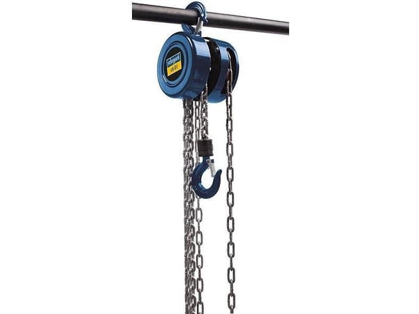 Scheppach 4907401000, Kjettingtalje, 1000 kg, 3 m, Blå, Metallisk, Metall