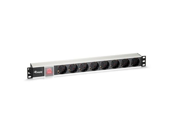 Equip 333293, 1U, horisontell, Gjuten aluminium, Svart, Silver, 8 AC-utgångar, Typ F