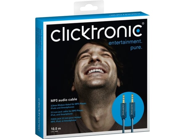 ClickTronic 70482, 3.5mm, Hankjønn, 3.5mm, Hankjønn, 10 m, Blå