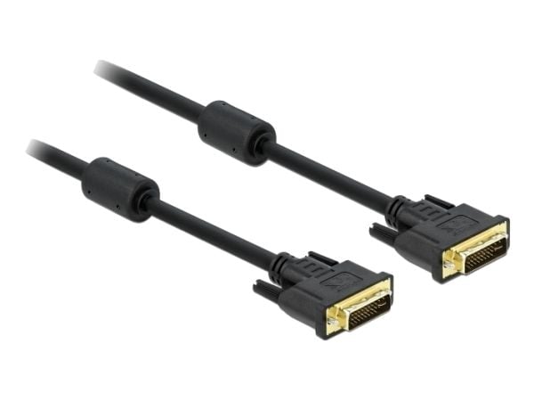 Delock - DVI-kabel - DVI-I (hann) til DVI-I (hann) - 3 m - tommelskruer - svart