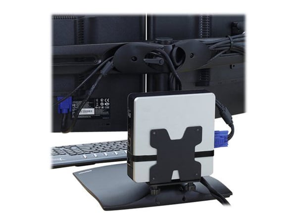 Ergotron - Mini PC-montering - monterbar under skrivebord, stangmonterbar, veggskinnemonterbar, VESA-brakett kan monteres - svart - for Ergotron NX...