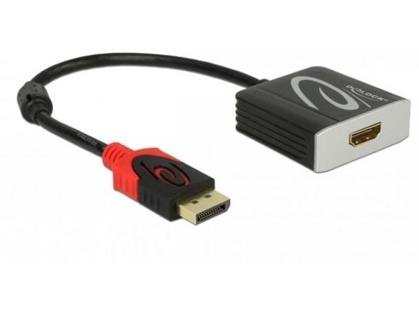 Delock - Video adapter - DisplayPort hann til HDMI hunn - 20 cm - grå, svart