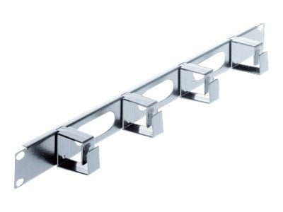 Intellinet 19" Cable Management Panel, 1U, 4 short plastic rings, Grey - Rackkabelstyringspanel - grå, RAL 7035 - 1U - 19"