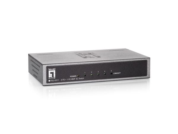 LevelOne FEU-0511 - Switch - ikke-styrt - 4 x 10/100 + 1 x 100Base-FX - stasjonær, veggmonterbar