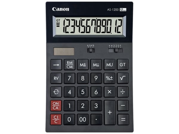 Canon AS-1200 - Skrivebordskalkulator - 12 sifre - solpanel, batteri - mørk grå