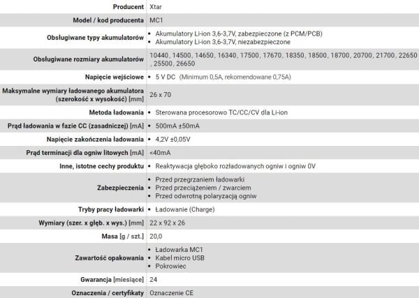 Li-ion sylindrisk batterilader Xtar MC1 18650