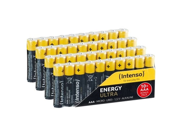 Intenso 7501510 - Energy Ultra Alkaline Batterie AAA Micro 40er-Pack - Batterie, Engangsbatteri, AAA, Alkalinsk, 1,5 V, 40 stykker, 1250 mAh