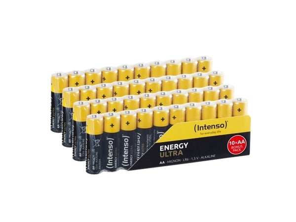 Intenso 7501520 - Energy Ultra Alkaline Batterie AA Mignon 40er-Pack - Batterie, Engangsbatteri, AA, Alkalinsk, 1,5 V, 40 stykker, 2600 mAh
