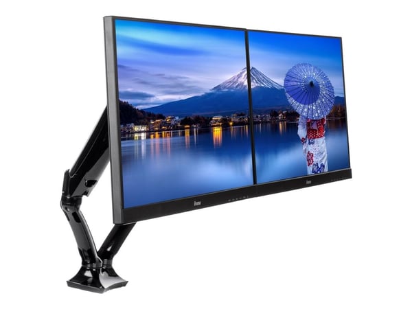 Iiyama DS3002C-B1 - Monteringssett - justerbar arm - for 2 skjermer - svart - skjermstørrelse: 10"-27" - skrivebordsmonterbar
