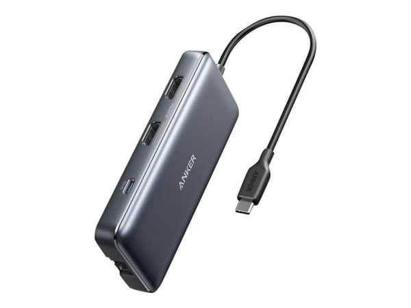 Anker PowerExpand 8-in-1 USB-C PD Media Hub - Dokkingstasjon - USB-C - 2 x HDMI - 1GbE