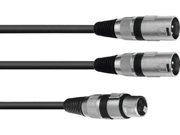 Omnitronic 30225203, XLR (3-pin), Hunkjønn, 2 x XLR (3-pin), Hankjønn, 0,5 m, Sort