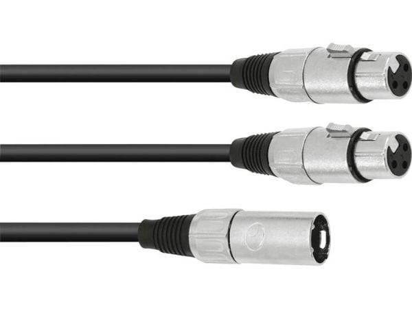 Omnitronic 30225207, XLR (3-pin), Hankjønn, 2 x XLR (3-pin), Hunkjønn, 0,5 m, Svart