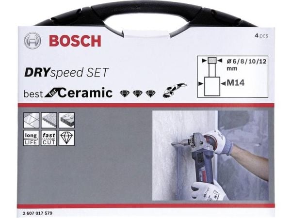 Bosch Diamond Cutter Dry Speed - Diamantdrillsett - for keramisk - 4 deler - 6 mm, 8 mm, 10 mm, 12 mm - M14