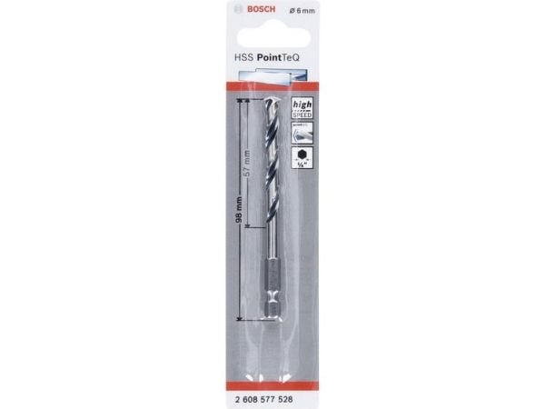 Bosch HSS PointTeQ - Bor - for metall - bor - 6 mm - heksagonal - lengde: 98 mm
