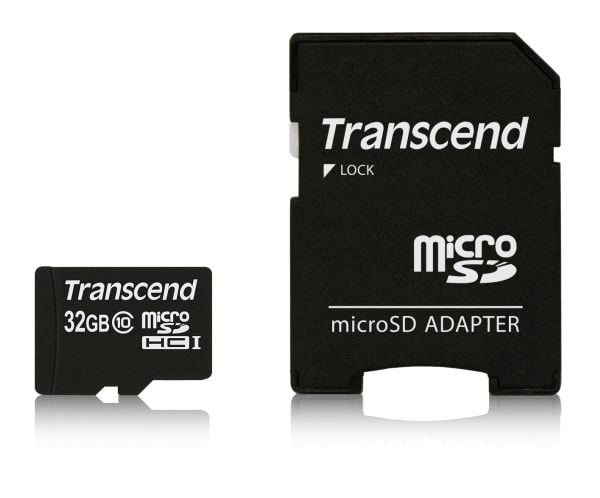 Transcend - Flash-muistikortti (microSDHC-SD-sovitin sisältyy) - 32 GB - Luokka 10 - microSDHC - microSDHC