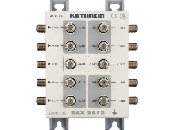 Kathrein EAX 2512, Kaapelin jakaja, 5 - 2150 MHz, Harmaa, Valkoinen, F-type, 112 mm, 54,5 mm