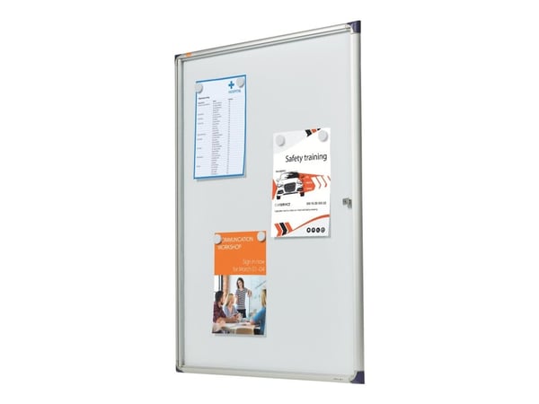 Nobo lukollinen ilmoitustaulu 9XA4 Slimline, Sisätila, Valkoinen, Alumiini, 9 x A4, Liuku, Lasi