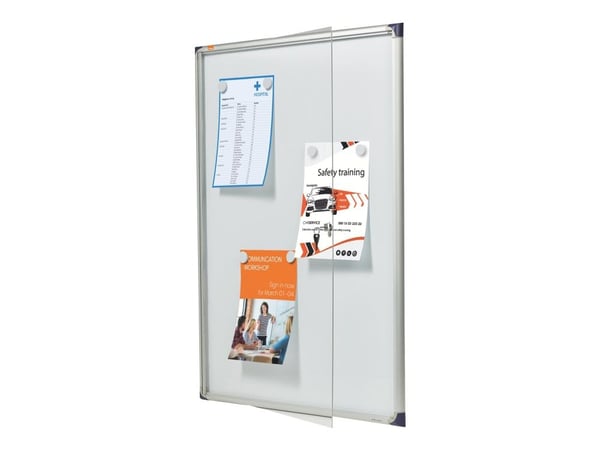 Nobo lukollinen ilmoitustaulu 9XA4 Slimline, Sisätila, Valkoinen, Alumiini, 9 x A4, Liuku, Lasi