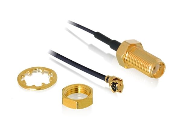 Delock - Antennekabel - RP-SMA (hun) til I-PEX (han) - 35 cm - koaksial - sortti