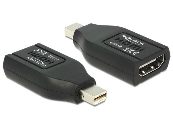 DeLOCK 65552, mini Displayport, HDMI, Musta