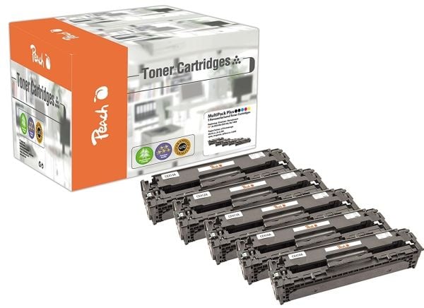Peach Combi-Pack PLUS - 5-pack - svart, gul, cyan, magenta - kompatibel - gjenfabrikert - tonerpatron (alternativ for: HP 305A) - for HP LaserJet P...