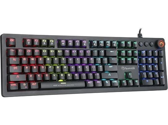 Marvo KG917, Full størrelse (100 og), Koblet med ledninger (ikke trådløs), USB, Mekanisk nøkkelbryter, LED, Svart