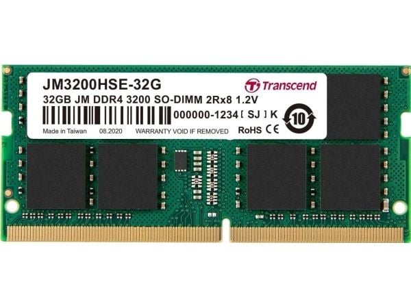 Transcend JetRAM - DDR4 - modul - 32 GB - SO DIMM 260-pin - 3200 MHz / PC4-25600 - CL22 - 1.2 V - ikke-bufret - ikke-ECC