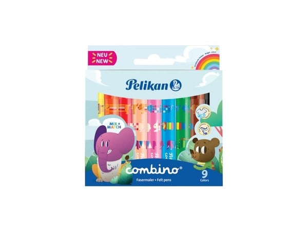 Pelikan Combino Super 411, 9 farger, Flerfarget, Rund, Gutt/Jente, 9 stykker, Hengende boks