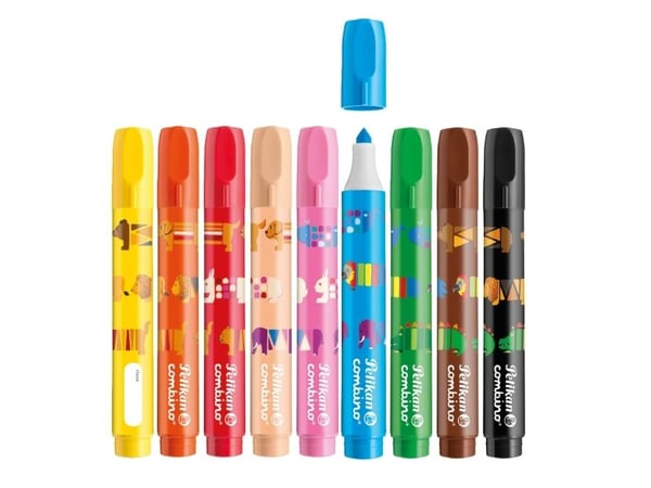 Pelikan Combino Super 411, 9 farger, Flerfarget, Rund, Gutt/Jente, 9 stykker, Hengende boks