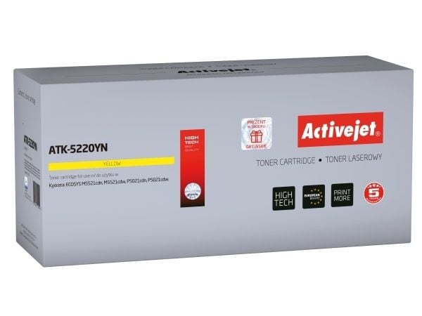 Activejet-tonerkasetti ATK-5220YN (Kyocera erstatning TK-5220Y; Supreme; 1200 sider; gul)