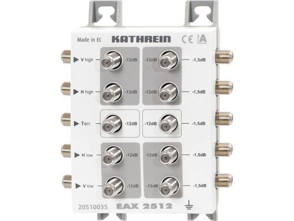 Kathrein EAX 2512, Kaapelin jakaja, 5 - 2150 MHz, Harmaa, Valkoinen, F-type, 112 mm, 54,5 mm