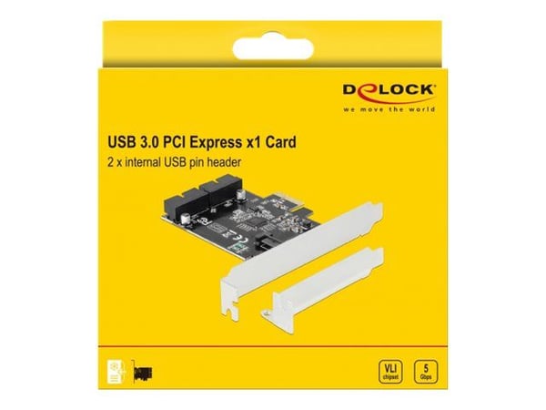 Delock PCI Express Card to 2 x internal USB 3.0 Pin Header - USB-adapter - PCIe 2.0 - USB 3.0 (intern) x 2