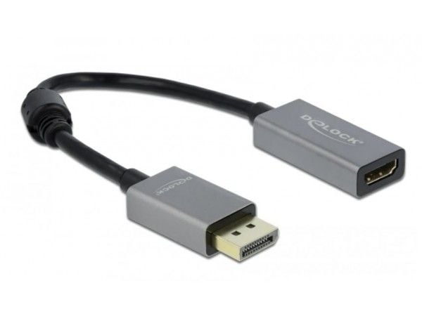 Delock - Video adapter - DisplayPort hann til HDMI hunn - 20 cm - grå, svart - 4K-støtte, aktiv